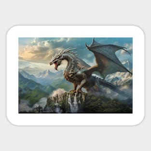 Dragon Animal Creature Fantasy Colorful Realistic Illustration Sticker